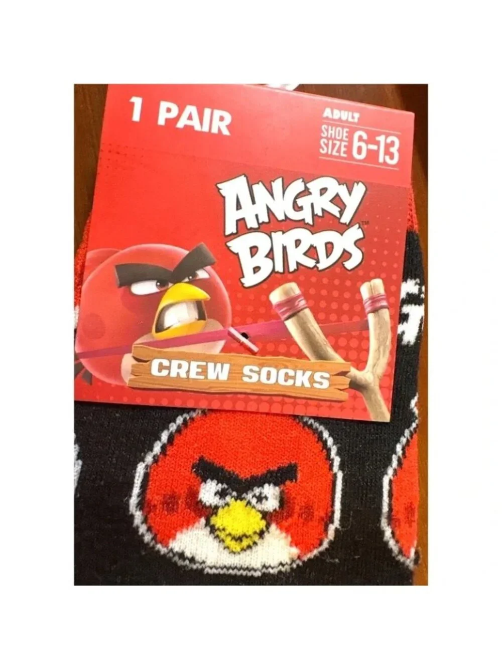 Unisex Angry Birds Crew Socks Red Black Mens Shoe Sz 6-13 Novelty Crazy Universe